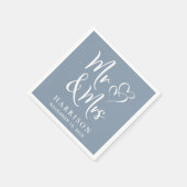 Frau Dusty Blue Wedding Reception Serviette (Ecke)