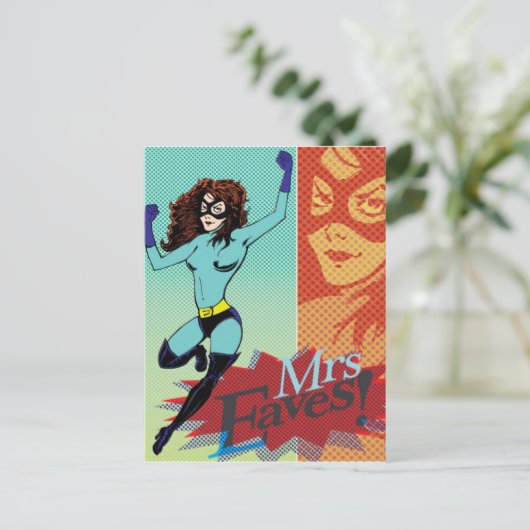 Frau Eaves - Superhero im Großraum Postkarte (Stehend Vorderseite)