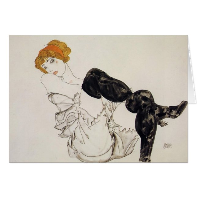 Frau Egon Schiele- in den schwarzen Strümpfen (Vorderseite (Horizontal))