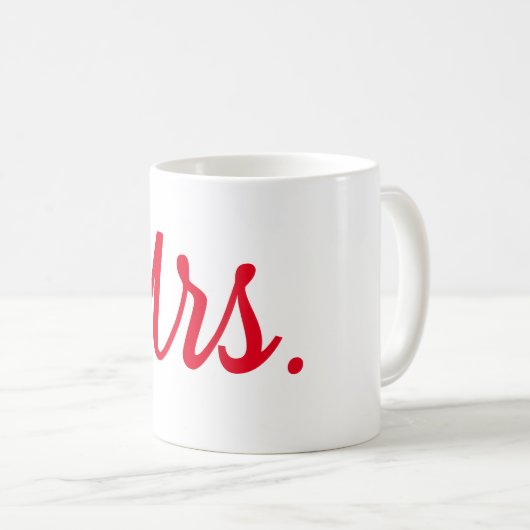 Frau Ehefrau Couple Monogram Red Bold Custom Kaffeetasse (VorderseiteRechts)
