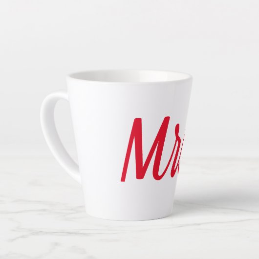Frau Ehefrau Couple Monogram Red Bold Custom Milchtasse (Linke Ecke)