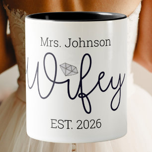 Frau Ehefrau Est Jahr   Personalisierter Kaffee fü Zweifarbige Tasse