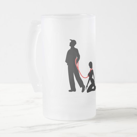 Frau ein der Leine - Böse Männer Mattglas Bierglas (Vorderseite Links)