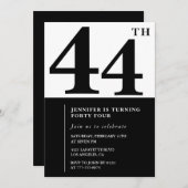 Frau Elegant 44. Geburtstagseinladung Black Einladung (Vorne/Hinten)