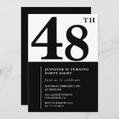 Frau Elegant 48. Geburtstagseinladung Black Einladung (Vorne/Hinten)