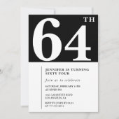 Frau Elegant 64. Geburtstagseinladung Chic Simple Einladung (Vorderseite)