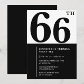 Frau Elegant 66. Geburtstagseinladung Black Einladung (Vorne/Hinten)