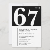 Frau Elegant 67. Geburtstagseinladung Chic Simple Einladung (Vorderseite)