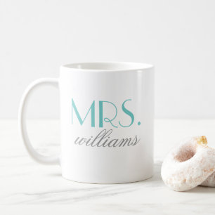 Frau Elegant Aqua Personalisiert Wedding Monogram Kaffeetasse