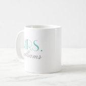 Frau Elegant Aqua Personalisiert Wedding Monogram Kaffeetasse (Vorderseite Links)