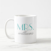 Frau Elegant Aqua Personalisiert Wedding Monogram Kaffeetasse (Links)