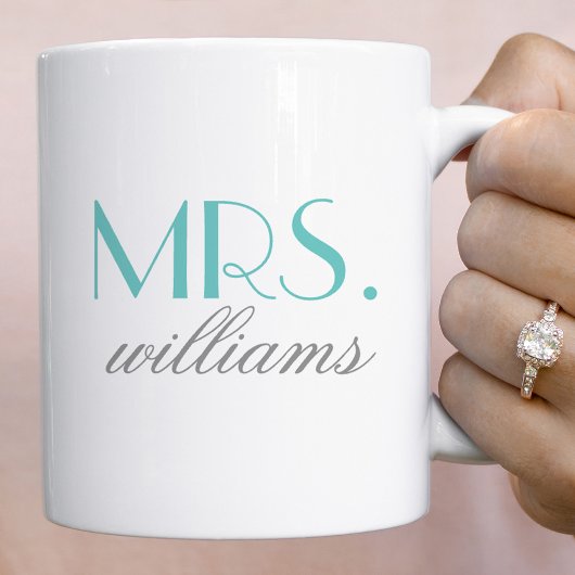 Frau Elegant Aqua Personalisiert Wedding Monogram Kaffeetasse
