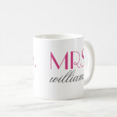 Frau Elegant Hot Pink Personalisiert Wedding Monog Kaffeetasse (VorderseiteRechts)