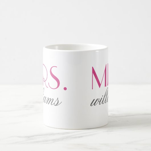 Frau Elegant Hot Pink Personalisiert Wedding Monog Kaffeetasse (Mittel)