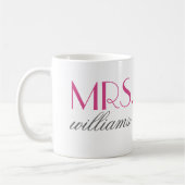 Frau Elegant Hot Pink Personalisiert Wedding Monog Kaffeetasse (Links)
