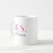 Frau Elegant Hot Pink Personalisiert Wedding Monog Kaffeetasse (Vorderseite Links)