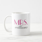 Frau Elegant Hot Pink Personalisiert Wedding Monog Kaffeetasse (Links)