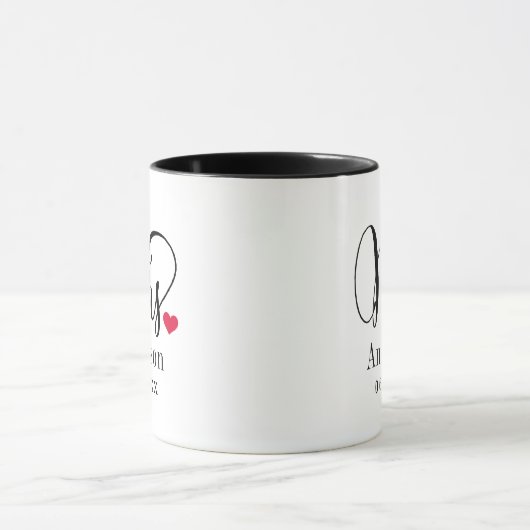 Frau Elegant Script Heart Custom Wedding Monogram Tasse (Zentrum)
