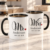 Frau Elegant Script Heart Custom Wedding Monogram Tasse