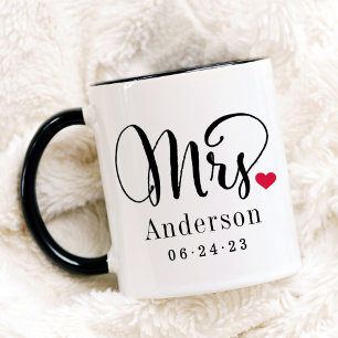 Frau Elegant Script Heart Custom Wedding Monogram Tasse