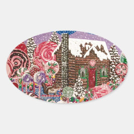 Frau Elisabeth's Peppermint World Ovaler Aufkleber