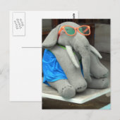 Frau Ella geht zum Pool Postkarte (Vorne/Hinten)