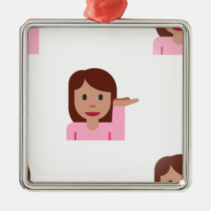 Frau Emoji Ornament Aus Metall