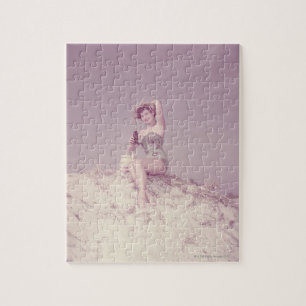 Frau entspannt sich am Strand Puzzle