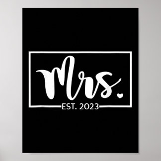 Frau Est. 2023 Bride Ehefrau Just Married Wedding  Poster