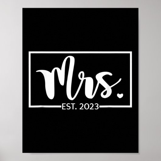 Frau Est. 2023 Bride Ehefrau Just Married Wedding Poster (Vorne)