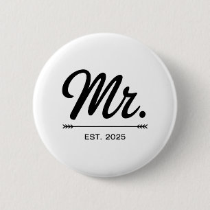 Frau Est. 2025 Just Married Wedding Party Mr. and  Button