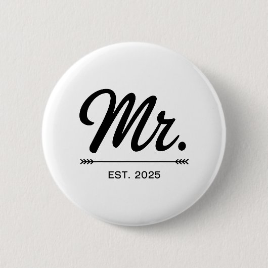 Frau Est. 2025 Just Married Wedding Party Mr. and  Button (Vorderseite)