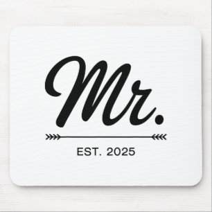 Frau Est. 2025 Just Married Wedding Party Mr. and  Mousepad