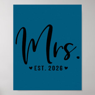 Frau Est 2026 Frisch Vermählt Illustration Poster