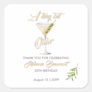 Frau etwas älter Cocktailparty 30. Geburtstag Quadratischer Aufkleber