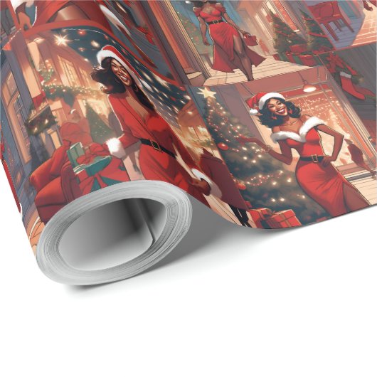 Frau Extravagant Santa Geschenkpapier (Rolleneckpunkt)