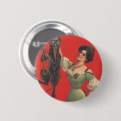 Frau fängt Krampus Button (Vorne & Hinten)