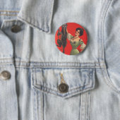 Frau fängt Krampus Button (Beispiel)