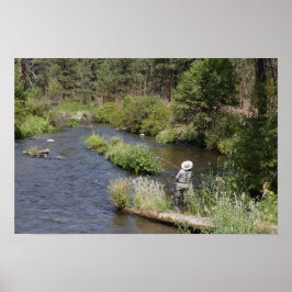Frau Fischen auf dem Metolius River, Oregon Poster