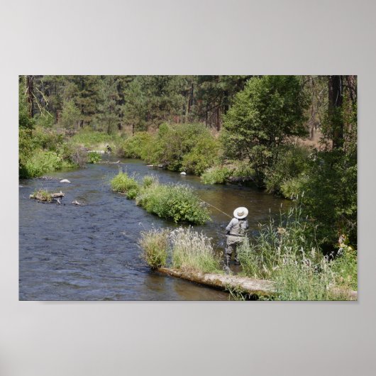 Frau Fischen auf dem Metolius River, Oregon Poster (Vorne)