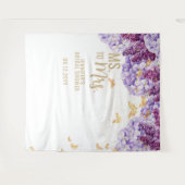 Frau Floral Arch Butterfly White Bridal Hintergrun Wandteppich (Vorderseite (Horizontal))