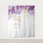 Frau Floral Arch Butterfly White Bridal Hintergrun Wandteppich (Vorderseite)