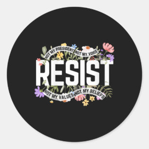Frau Floral Resist nicht mein Präsident Anti-Trump Runder Aufkleber