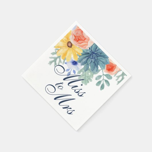 Frau Floral Succulent Macaron Brautparty Serviette (Ecke)