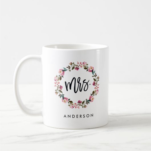 Frau Floral Wreath Personalized Kaffeetasse (Links)