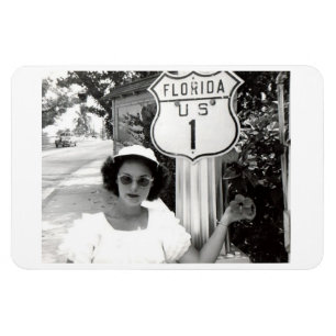 Frau Florida Rte. 1 Straßenschild Vintage Postkart Magnet