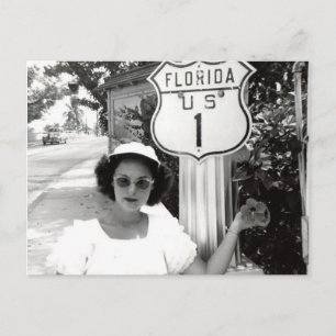 Frau Florida Rte. 1 Straßenschild Vintage Postkarte