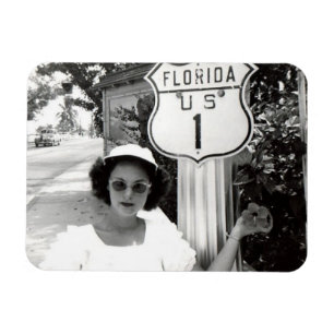 Frau Florida Rte. 1 Straßensignatur Vintag Magnet