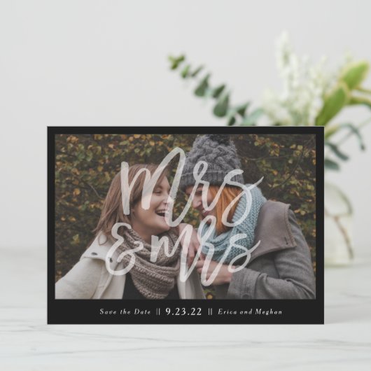 "Frau & Frau" Foto Save the Date (Stehend Vorderseite)