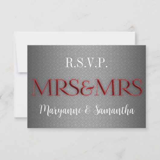 Frau & Frau Gay Lesbian Wedding RSVP in Silver (Vorderseite)